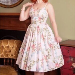 RARE UNICORN ALERT! 🦄 Pinup Couture Pastel Ella Floral Midi Dress 2X - LIKE NEW